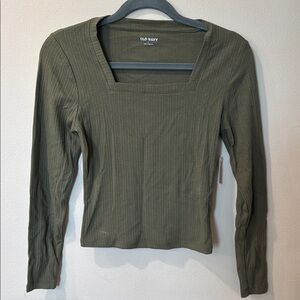 Old Navy Women's Olive Green Ribbed Top